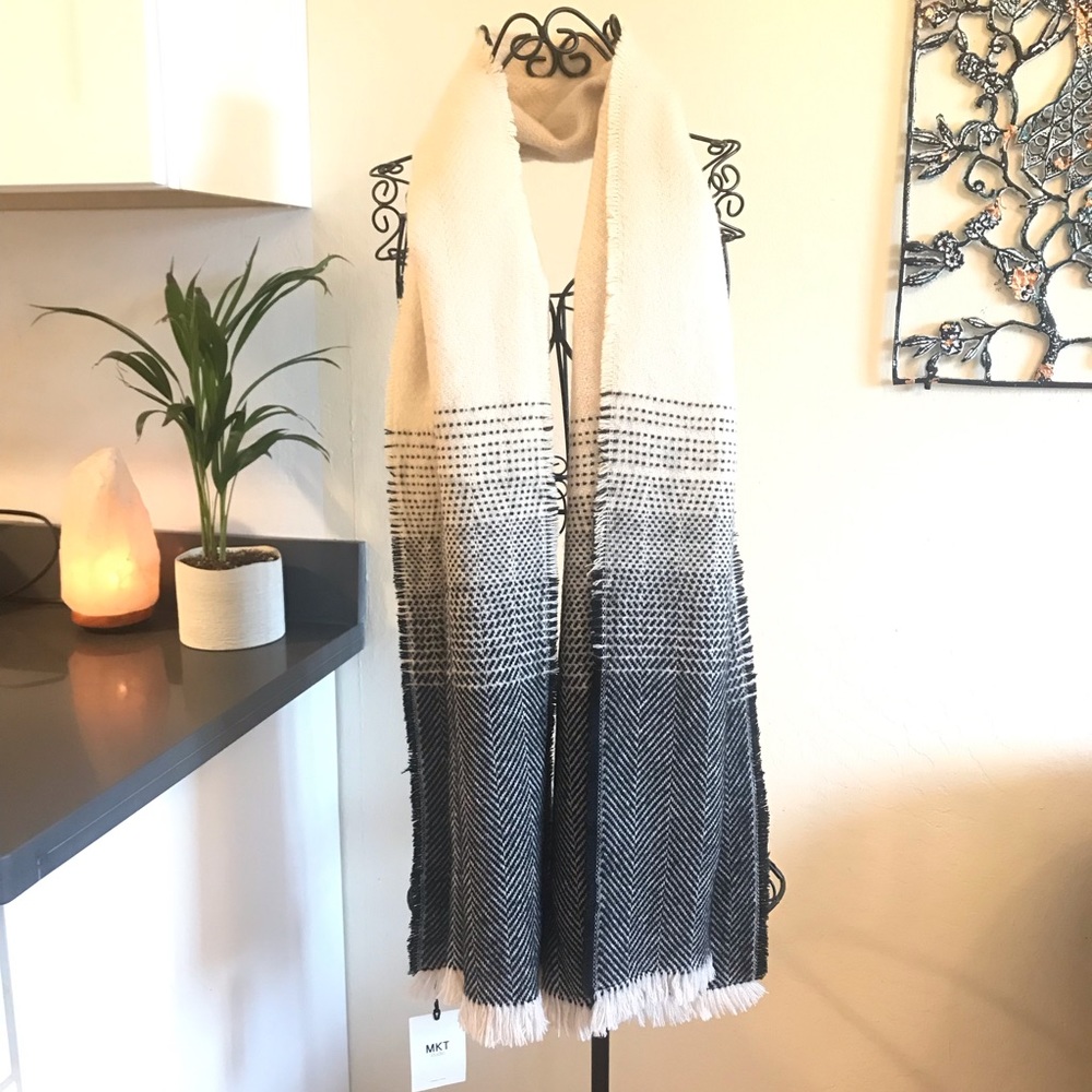 MKT Studio Large Black & Beige Frixi Wool Scarf